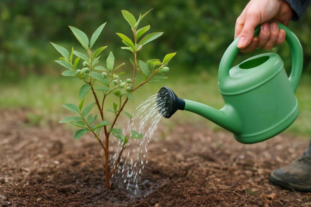Podlewanie borówki po posadzeniu – pierwsze tygodnie